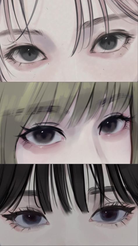 Anime Eyes Semi Realistic, Soft Semi Realistic Art, Semi Eyes Drawing, Eye Drawing Semi Realistic, Realistic Eye Digital Art, Eyes Refrence Art, Semi Realistic Anime Art Tutorial Eye, Semi Realism Art Style Digital, Semi Realistic Drawing Eye Tutorial