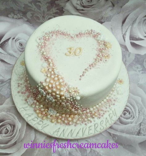 Happy 30th anniversary. 30th Anniversary Cake Ideas, Pearl Wedding Anniversary Cake, 60th Anniversary Cake Ideas, Anniversary Cake Square, 30 Anniversary Cake, 30 Wedding Anniversary Ideas, 30th Anniversary Party Ideas, 30th Wedding Anniversary Party Ideas, Pearl Anniversary Cake