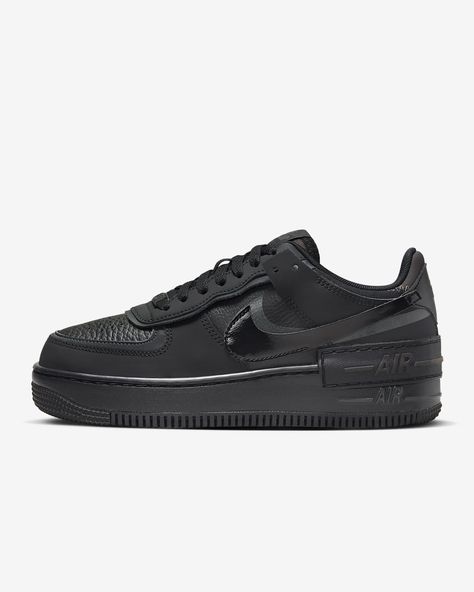 Nike Air Force 1 Shadow Women's Shoes. Nike.com Nike Air Force Black, Black Work Shoes, Air Force Shoes, Nike Air Force 1 Shadow, Af 1, Air Force 1 Shadow, Nike Force, Black Shadow, Black Work