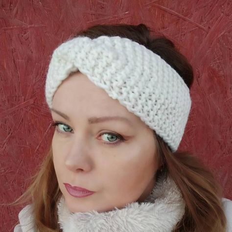 WHITE Chunky knit hand knitted turban knit headband for women image 4 Knitted Turban, Knit Turban Headband, Knit Turban, Fox Hat, Knitted Headband, Knit Headband, Headband For Women, Winter Headbands, Soft Headbands