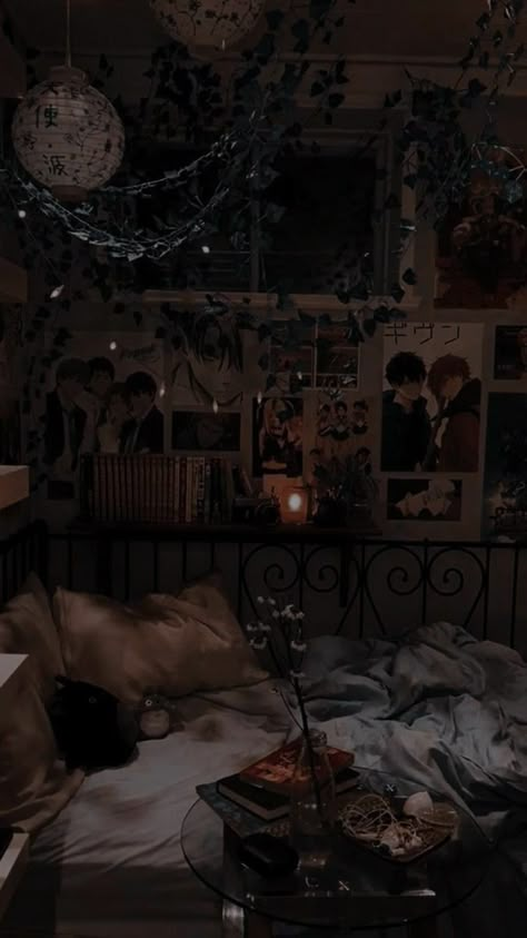 Dark Ethereal Aesthetic Bedroom, Dark Aethstetic House, Bedroom Ideas For Small Rooms Cozy Black, Aesthetic Dark Room Decor, Gloomcore Bedroom, Cozy Aesthetic Bedroom Dark, Grunge Bedsheets, Korean Bedroom Aesthetic Dark, Dark Fairycore Aesthetic Room