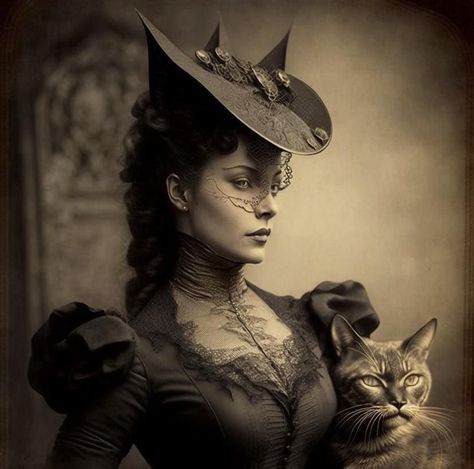 Victorian Cat, Victorian Age, History Tattoos, Punk Clothing, Cat Woman, Neo Victorian, Woman's Fashion, Victorian Women, Bioshock