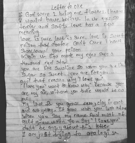 Handwriting sample: A 12-Year-Old Boy's Love Letter To A Girl (Screenshots) - Romance - Nigeria Handwriting Samples, Writing Photos, Social Media Pages, Letter A, Guy Names, Love Letter, Instagram Page, New Tricks, Love Letters