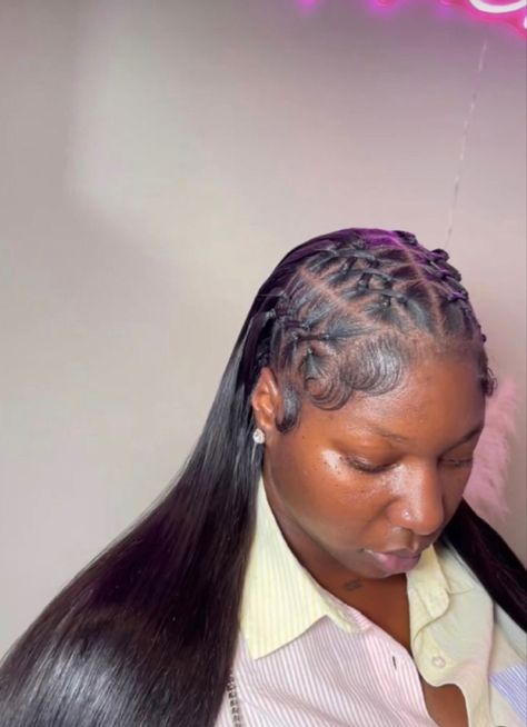 Black girl straight hair Rubber Band Hairstyles For Kids, Aaliyah Outfits, Band Hairstyles, Rubber Band Hairstyles, Sleek Ponytail Hairstyles, Braces Colors, Wig Install, Black Ponytail Hairstyles, Weave Styles