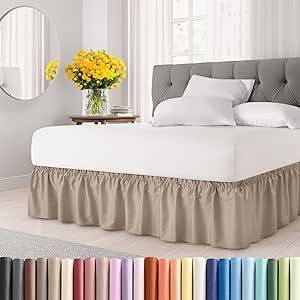 Wrap Around Dust Ruffle Bed Skirt - Cream - for Queen Size Beds with 12 in. Drop - Easy Fit Elastic Strap - Pleated Bedskirt with Brushed Fabric - Wrinkle Free, Machine Wash - by CGK Linens King Size Bed Skirt, Lace Bed Skirt, King Bedskirt, Lace Bedding, Bed Legs, Ruffle Bed Skirts, Ruffle Bedding, Dust Ruffle, Bedding Essentials