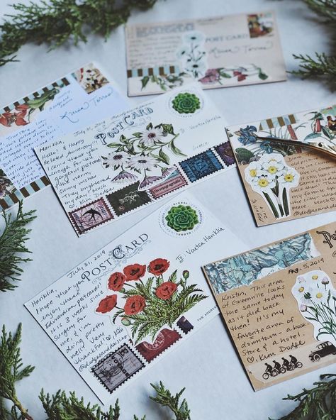 Some postcards that went out earlier this summer. 🌿 . . . . #dodgesanddaisies #snailmail #snailmailideas #mailart #outgoingmail #happymail… Postcard Collection Ideas, Letter Sending Ideas, Diy Postcard Ideas, Postcard Art Ideas, Postcard Aesthetic, Postcard Inspiration, Postcard Letter, Handmade Postcards, Postcards Inspiration