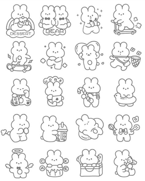 Cute Black And White Drawings Simple, Cute Things To Color And Draw, Cute Stickers Printable No Color, Cute Drawing Outline, Cute Drawings Printable, Cute Stickers Printable Black And White, Sticker Drawing Ideas Easy Simple, Sticker Coloring Pages, Kawaii Doodles Cute Sticker