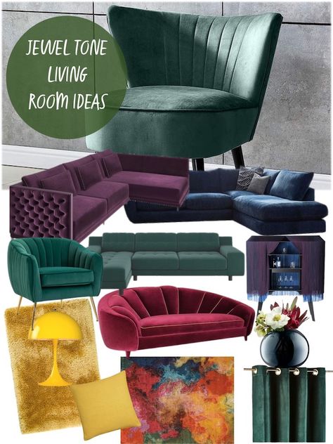 My rich Jewel Tone Living Room Ideas will help you create a luxurious place to relax in the evening. Jewel colours include Sapphire Blue, Emerald Green, Ruby Red, Amethyst Purple and Citrine Yellow. Combining several gemstone shades works well, so don’t be afraid to mix things up. Products are from my affiliate partners Rich Colors Living Room Jewel Tones, Jewel Tone Throw Blanket, Jewel Toned Living Room Ideas, Jewel Tone Living Room Color Pallets, Jewel Colored Living Room, Jewel Tone Rug, Jewel Coloured Living Room, Jewel Tone Nursery, Purple And Green Living Room