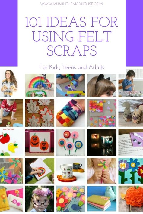 101 Ideas for using Felt Scraps - Mum In The Madhouse Felt Sheet Crafts Ideas, Cute Crafts To Make, Diy Felt Crafts, Felt Activities, Felt Scraps, Fun Craft Projects, Felt Kids, Keeping Busy, Scrap Fabric Crafts