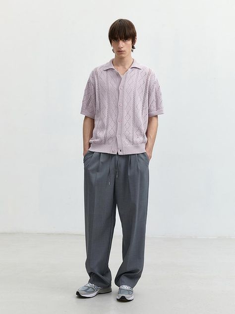 This is a casual and comfortable slacks that are made out of high quality wool and polyester blend fabric. With design detail of adjustable waistband with string and pin tuck detail on the front, it gives a casual and trendy mood.- Pin tuck on the front for relaxed silhouette- Soft fabric with wool blend fabric- Adjustable waistband with string Grey Slacks Outfit Mens, Slacks Outfit Casual Men, Slacks Outfit Men, Trousers Outfit Men, Slacks Outfit, Office Man, Office Men, Grey Slacks, Trouser Outfit