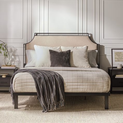 Bring together antique charm and a modern silhouette to get this stunning upholstered metal queen bedframe that's perfect for your classic or contemporary abode. Queen Bedframe, Cozy Setup, Youth Bedroom, Queen Platform Bed, Walker Edison, Solid Hardwood Floors, Perfect Marriage, Metal Beds, Platform Bed Frame