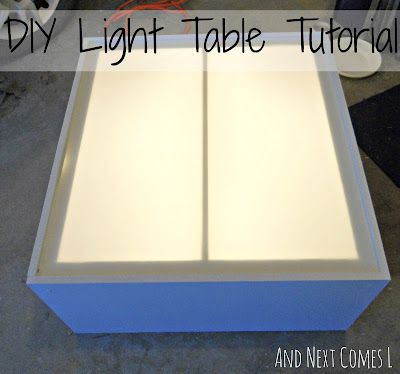 DIY light table tutorial (made from an old entertainment center) from And Next Comes L Diy Light Table, Old Entertainment Centers, Table Activities, Light Box Diy, Wainscoting Styles, Diy Light, Light Board, Dark Images, Sensory Room