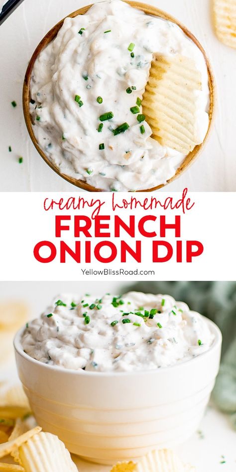 Homemade French Onion Dip is a simple recipe made with sweet caramelized onions that's ultra creamy and perfect for dipping chips or veggies. Homemade Onion Dip, French Onion Dip Recipe, Homemade French Onion Dip, Onion Dip Recipe, Spice Rubs, Homemade Appetizer, Baking Decor, French Onion Dip, Onion Dip