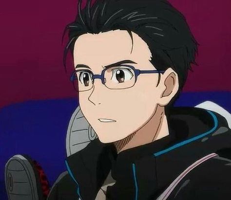 Yuuri looks like a college professor with his hair and glasses Yuri In Ice, Yuri Katsuki Icon, Yuri On Ice Yuri Katsuki, Awkward Person, Anime Glasses Boy, Yuuri Katsuki, Viktor Nikiforov, Yuri Katsuki, Kyushu