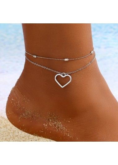 Butterfly Anklet, Heart Anklet, Layered Chains, Beaded Anklets, Foot Jewelry, Heart Shape Pendant, Anklet Bracelet, Chain Anklet, Pearl Charms