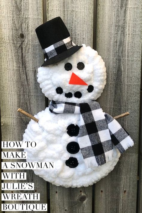 Loop Yarn Snowman, Julie Wreath Boutique, Julies Wreaths, Snowman Wreath Diy, Wire Snowman, Snowman Mesh Wreath, Fancy Door, Wreath Diy Christmas, Snowman Wreaths