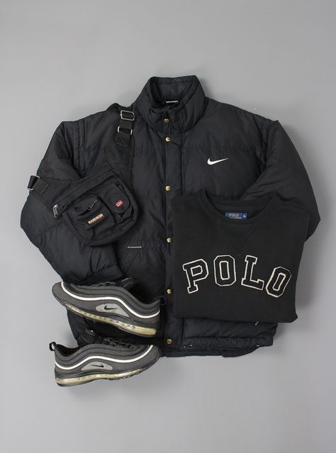 Vintage Winter Outfits Men, Mens Winter Outfits, Nike Outfits Men, Nike Clothes Mens, Trendy Boy Outfits, Hype Clothing, Shoes Outfit Fashion, Mens Trendy Outfits, Street Style Outfits Men