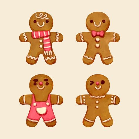 Gingerbread Man Painting, Gingerbread Man Ideas, Diy Gingerbread Cookies, Gingerbread Man Drawing, Gingerbread Painting, Gingerbread Outfit, Christmas Sketches, Macaron Art, Watercolor Gingerbread