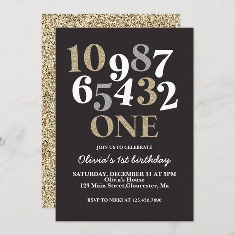 New Years Eve Countdown First Birthday Invitation - tap/click to get yours right now! #new #years, #year #baby, #countdown, New Years One Year Old Birthday, Baby Boy New Years Birthday, New Year’s Eve Birthday Party For Kids, Countdown To One Birthday Theme, New Years Eve 1st Birthday Party, Nye 1st Birthday Party, New Year’s Eve First Birthday, New Years Eve Countdown, New Years Eve Birthday Party