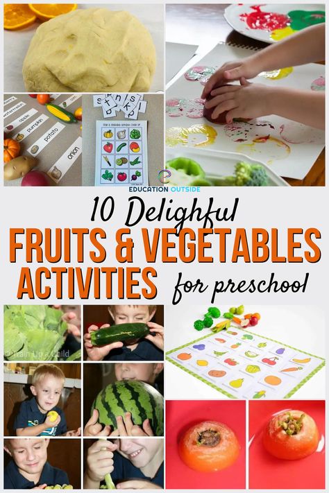 Encourage preschoolers to eat healthily by introducing fruit and vegetable-themed activities to class. The activities listed below will help preschoolers learn about fruits and vegetables in a fun, creative way. Fall Fruits And Vegetables Preschool, Fruits Project Preschool, Fruit Vs Vegetable Activity, Fruits Lesson Plan Preschool, Fruit And Vegetable Theme Preschool, Vegetable Lesson Plans For Preschool, Fruit Theme Preschool, Fruit And Vegetable Preschool Activities, Fruit Lesson Plans Toddlers