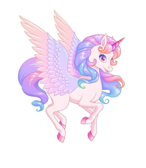 Beautiful flying winged unicorn. Vector illustration isolated on white background. Pegasus Wings, Winged Unicorn, Unicorn Vector, Mandala Decals, Unicorn Quotes, Unicorn Artwork, Castle Illustration, Unicorn Wings, Unicorn Png