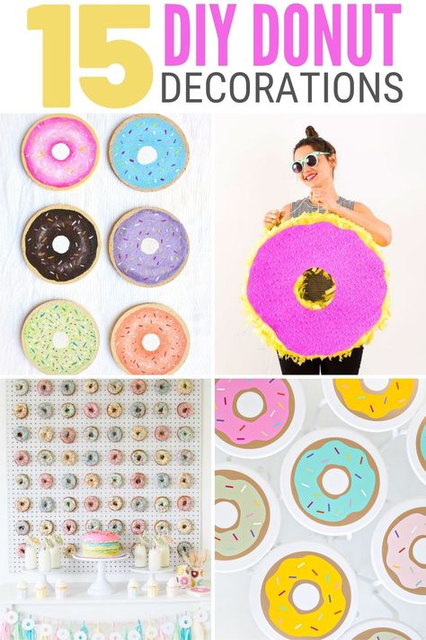 Throw an unforgettable donut party and get your friends in the spirit with these fun creations inspired by the donut. Get the how-to here! #thecraftyblogstalker #donutdecorations #donutparty #donutprintables Diy Donut Themed Birthday Party, Diy Donut Decor, Donut Craft Ideas, Donut Decorations Ideas, Pin The Sprinkle On The Donut Game, Donut Birthday Party Decorations Diy, Diy Donut Party Decorations, Donut Forget Us Party, Donuts With Grownups Decorations