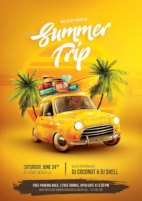 Summer Trip Flyer #AD #Summer, #Ad, #Trip, #Flyer Photoshop Flyer Template, Posters Conception Graphique, Photoshop Flyer, Logos Retro, Flyers Design, Cb Editing, Cb Background, Travel Poster Design, Graphic Design Flyer