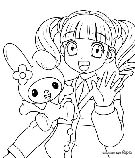 My Melody Together with a Girl Coloring Page My Melody Drawing, Melody Drawing, My Melody Coloring Pages, My Melody Coloring, Melody Coloring Pages, Labs Dogs, Batman Coloring, Batman Coloring Pages, Coloring Stuff