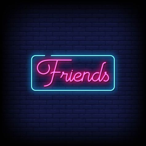 Friends neon signs style text vector Pre... | Premium Vector #Freepik #vector #love #hand #light #typography Light Typography, Neon Light Wallpaper, Friends Logo, Neon Signs Quotes, Pink Neon Sign, Instagram Symbols, Neon Quotes, Neon Words, Seni 2d