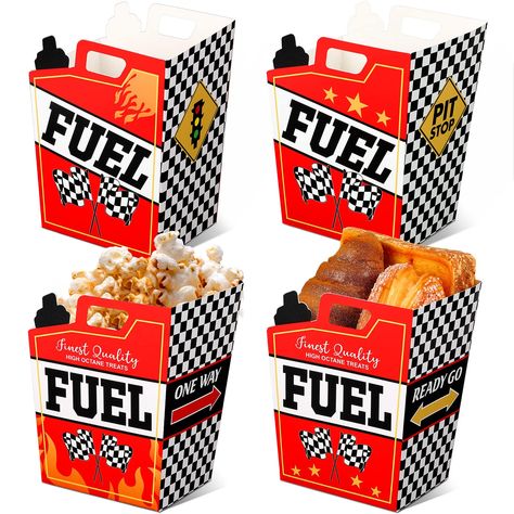 PRICES MAY VARY. What You'll Get: the package includes 12 pieces of race car popcorn treat boxes in 4 styles, and the size is about 7.1 x 5.5 inch/ 18 x 14 cm, sufficient quantity and appropriate size to meet your party decoration needs Race Car Table Centerpiece Bucket: you can add these racing theme party supplies to your party table, and make your racing game/ racing theme birthday party eye catching and impressive Large Size Paper Bucket: these race car popcorn boxes can be applied to hold c Hot Wheels Favors, Hot Wheels Party Favors, Car Centerpieces, Hot Wheels Themed Birthday Party, Race Car Party Favors, Racing Birthday Party, Bucket Centerpiece, Race Car Party Decorations, Cars Party Favors