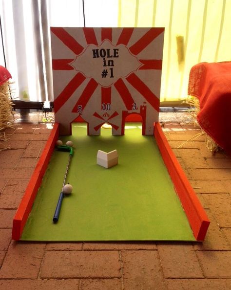 homemade mini golf ideas | Carnival party hole in one putt putt homemade game Diy Carnival Games, Fall Festival Games, Carnival Games For Kids, Fall Carnival, Festival Games, Diy Carnival, Spring Carnival, Kids Carnival, School Carnival