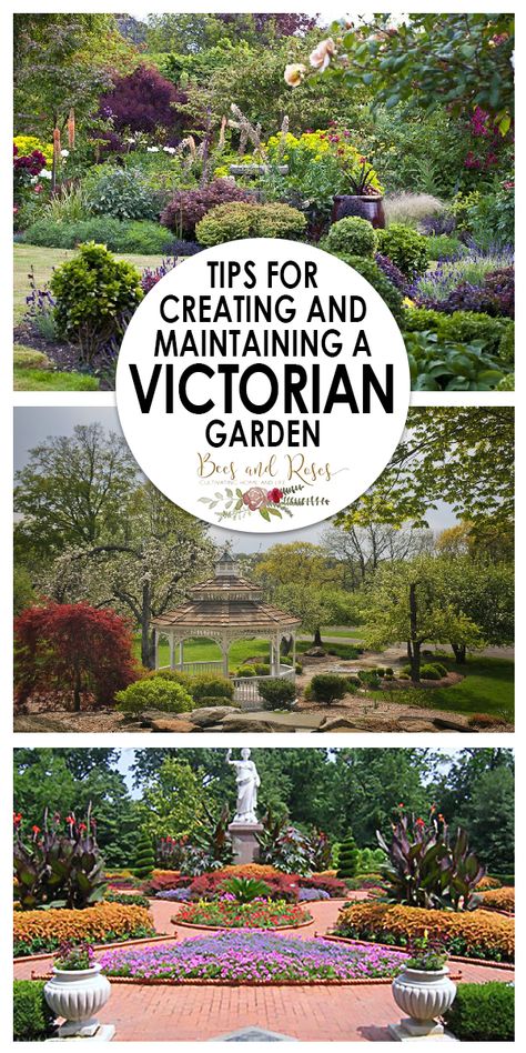 Tips for Creating And Maintaining a Victorian Garden — Bees and Roses. Gardening tips and hacks. Victorian Landscaping, Victorian Garden Ideas, Victorian Backyard, Victorian Front Garden, Garden Victorian, Maze Garden, Victorian Gardens, Estate Garden, Garden Vines