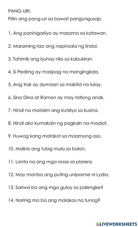 Pang Uri Filipino Worksheet, Bugtong With Answer, 1st Grade Reading Worksheets, Korean Photo, Reading Worksheets, Forgot My Password, Grade 4, Online Activities, School Subjects