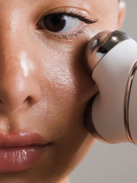 The Best Microcurrent Devices To Tone & Firm Your Skin | SheerLuxe Skincare Devices Aesthetic, Microcurrent Facial Device, Glowing Body Skin, Poster Spa, Skincare Device, Nuface Trinity, Health Device, Facial Devices, Email Marketing Design Inspiration