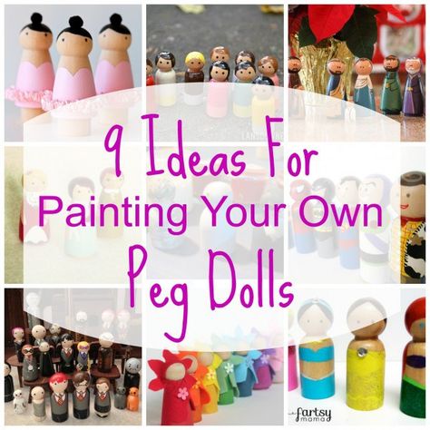 9 Ideas For Painting Your Own Peg Dolls Indie Crafts, Dolly Pegs, Ideas For Painting, Indie Craft, Wood Peg Dolls, Clothes Pegs, Worry Dolls, Bendy Doll, Peg People