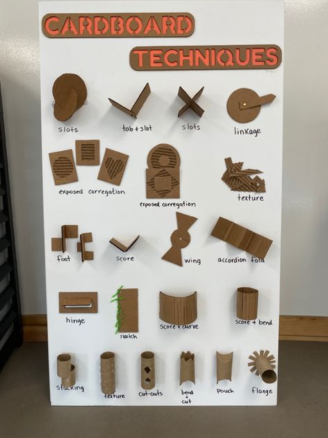 Inspired by many iterations of this, I recently made this one to use in our Middle School Makerspace. 🤩 Steam Ideas Middle School, Cardboard Sculpture Techniques, Sculpture Middle School, School Makerspace, Cardboard Construction, Cardboard Model, Sculpture Lessons, Cardboard Crafts Diy, Cardboard Box Crafts