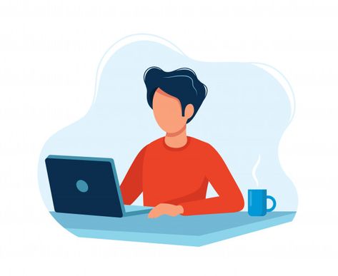 Man working with computer Premium Vector | Premium Vector #Freepik #vector #business Laptop Drawing, Computer Illustration, Computer Drawing, Computer Vector, Business Graphics, Cool Tech Gadgets Electronics, Man Illustration, Electronics Mini Projects, Gadgets Technology Awesome