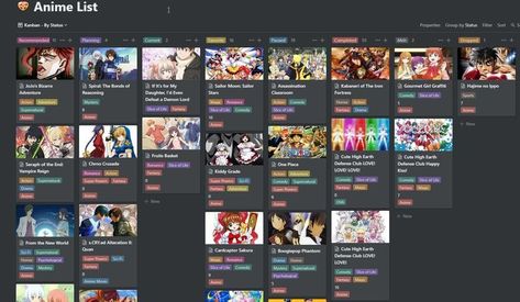 #Anime_Watch_List #Notion_Meal_Planner #Meal_Planner_Notion #Stars_Classroom Anime Watch List, Stars Classroom, Anime List, Kanban Board, Digital Organization, Anime Watch, Phd Student, Get My Life Together, Aesthetic Template