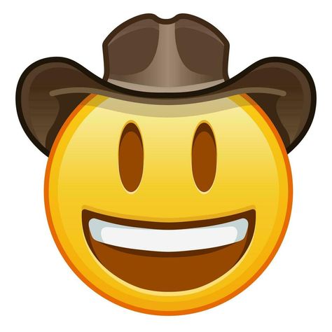 Emoji Hat, Emoji Smile, Yellow Emoji, The Cowboy, Cowboy Hat, Smiley, Cowboy Hats, Large Size, Vector Art