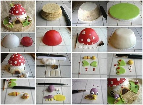 How to DIY Fairy Baby TV Mushroom Cake | www.FabArtDIY.com LIKE Us on Facebook ==> https://www.facebook.com/FabArtDIY Toadstool Cake, Kue Fondant, 3d Dort, Mushroom Cake, Clay Fairy House, Polymer Clay Fairy, House Cake, ดินปั้น Polymer Clay, Clay Fairies