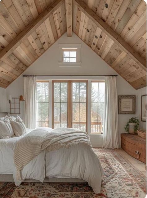 Master With Balcony, Upstairs Master Suite, Rustic Bedding Sets, Barndominium Interior, Country Style Bedroom, Cozy Living Spaces, Upstairs Bedroom, Bedroom Master, Luxury Bedroom Master