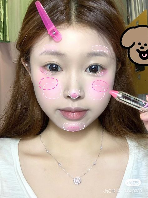 Puppy Face Makeup, Bunny Makeup Tutorial, Bunny Eye Makeup, Anime Blush Makeup, Bunny Eyes Makeup, Bunny Face Makeup, Bunny Makeup Look, Baby Face Makeup, Puppy Makeup