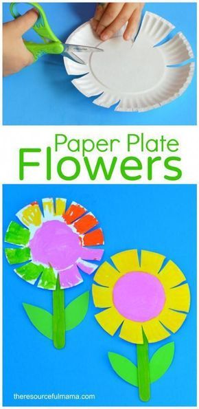 This paper plate flower craft is a great spring and summer craft for kids. It offers kids a great opportunity to work on scissor skills. #preschoolartprojects Paper Plate Flowers, Preschool Creative Art, Spring Crafts Preschool, Kraftangan Prasekolah, April Crafts, Aktiviti Kanak-kanak, Plate Flowers, Toddler Arts And Crafts, Spring Preschool