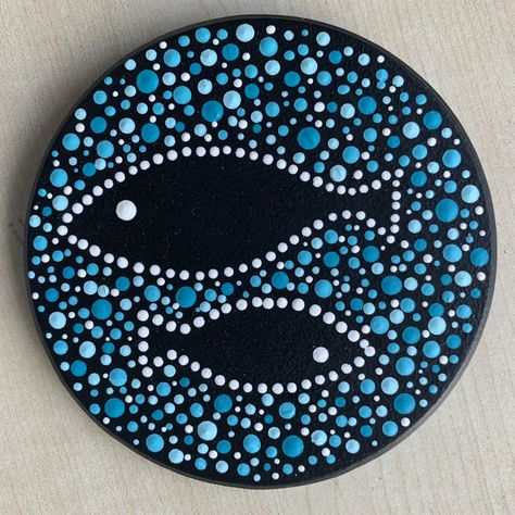 Fish Dot Painting, Fish Dot Art, Fish Coasters, Aboriginal Dot Painting, Mandala Painted Rocks, Didgeridoo, Coaster Art, Aboriginal Painting, Mandala Rock Art