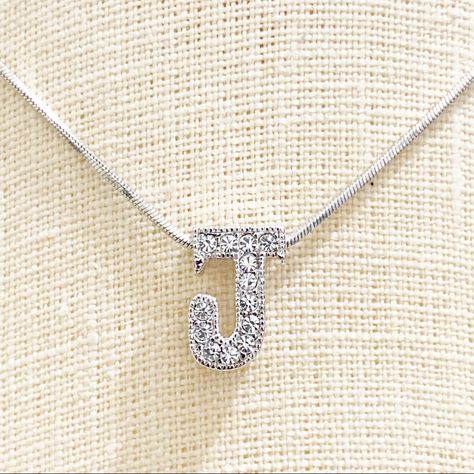 New With Tag Letter J Necklace Cheap, J Letter, J Necklace, Decent Wallpapers, Alphabet Letters Design, Letters Design, Snake Chain Necklace, Cheng Xiao, Cz Pendant