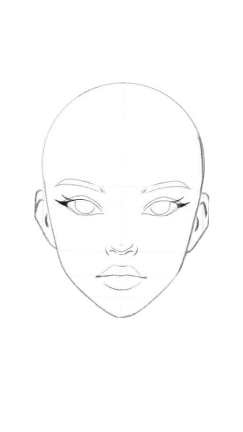 Perfect Face Template Woman, Head Template Drawing, Heads Drawing Reference, Makeup Face Drawing, Base Body Drawing, Face Drawing Template, Face Shape Drawing, Drawing Ideas Face, Face Sketch Tutorial