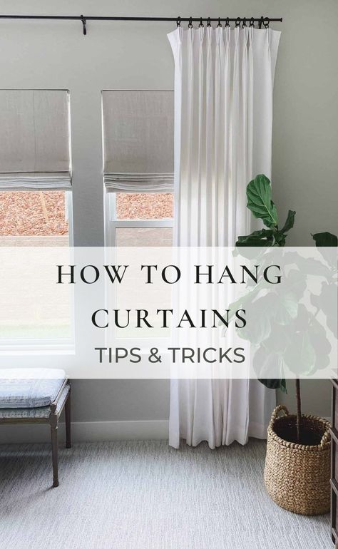 Curtains Living Room Diy, Curtains Over Blinds, Bureau D'art, Hanging Drapes, How To Hang Curtains, Hanging Curtain Rods, Curtain Installation, Curtain Rings With Clips, Stylish Curtains