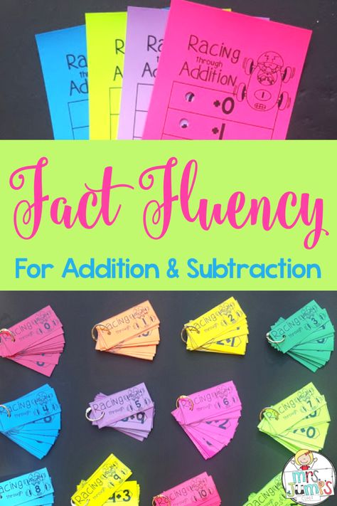 What is Fact Fluency? Fact fluency is knowing a math fact with accuracy and automaticity.  Rather than needing to use math strategies to figure it out first-grade students should be able to see an addition or subtraction problem within 10 and give the answer within 3 seconds.  It is recommended that kindergarten students have math … Fact Fluency Activities, Fluency Worksheets, Games For Kindergarten, Math Fact Games, Math Flash Cards, Math Fluency, Fluency Activities, Math Fact Fluency, Kindergarten Games