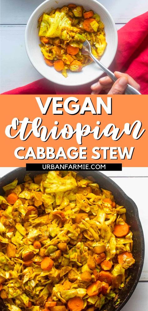 Crockpot Cabbage Soup, Vegan Ethiopian Recipes, Ethiopian Cabbage, Vegan Cabbage Recipes, Cabbage Soup Crockpot, Cabbage Soup Diet Plan, Soup Diet Plan, African Stew, Cabbage Soup Diet Recipe