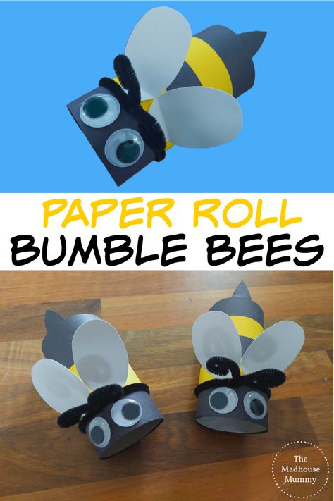 This sweet and easy toilet roll bumble bee craft is perfect for some fun summer crafting! this recycled bug craft is great for preschool children and older kids too. #springcraftsforkids #animalcrafts #insectcrafts Summer Crafts For Toddlers, Bumble Bee Craft, Mummy Crafts, Bee Craft, Bee Crafts For Kids, Art Recipes, Summer Arts And Crafts, Hanging Craft Ideas, Recycled Crafts Kids